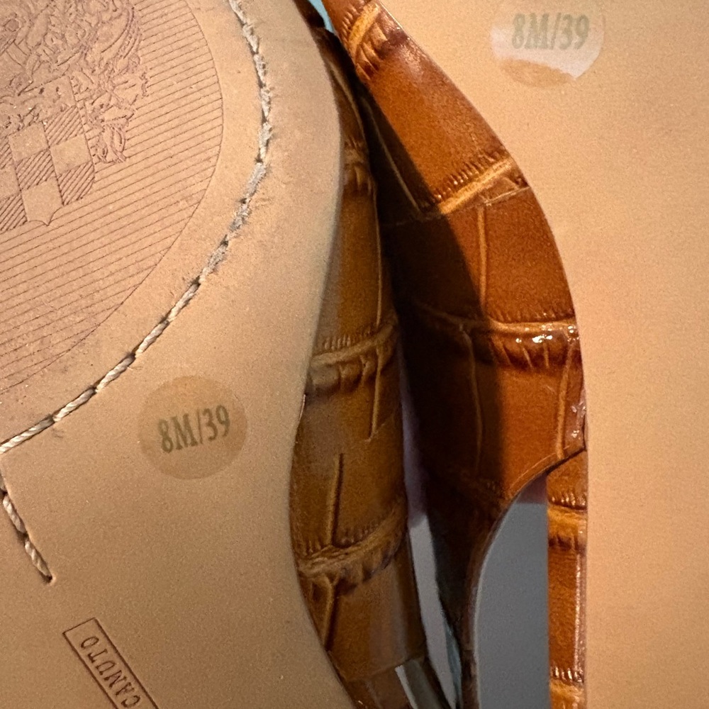 Vince Camuto Tan Croc-Embossed Heels - Picture 6 of 7